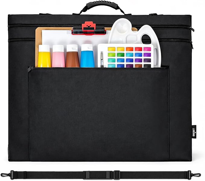 JJRING 18x24 Art Portfolio Tote Bag With Shoulder Strap, Black