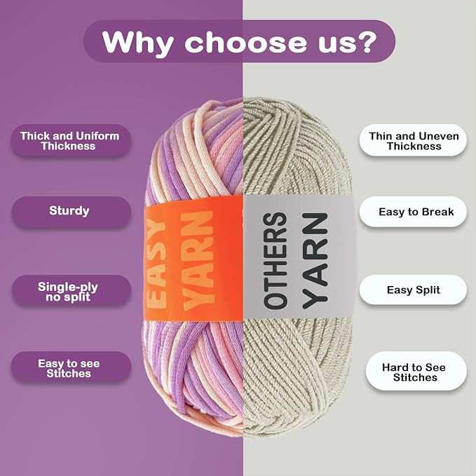 3.5Oz/120yds Beginner Easy Yarn for Crocheting and Knitting;Worsted-Weight Medium #4;Cotton Blend Yarn for Beginners Amigurumi DIY(Periwinkle,1 Skein)