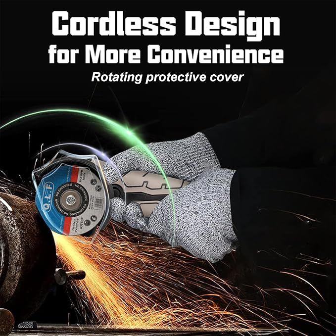 ZFULVO Cordless Brush Angle Grinder Kit, 19500rpm Mini Electric Angle Grinding Tool with 2pcs 16.8V 2000mAh Batteries and 6-Cutting Discs, Grinder Handheld Cutter for Metal Wood