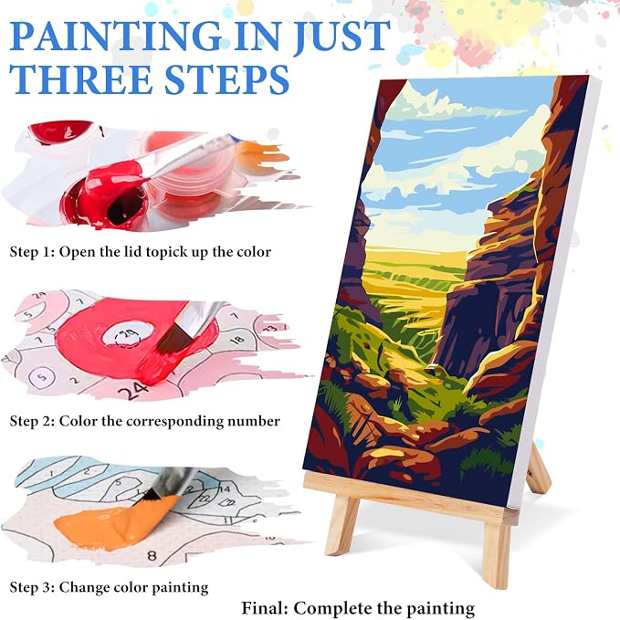 4 Pack National Park Paint by Numbers Kit for Adults Beginner Framed, Mountain Landscape Paint by Number Kits with Frame, DIY Acrylic Adult Paint by Number Kits on Canvas for Home Decor Gift 8x12 Inch