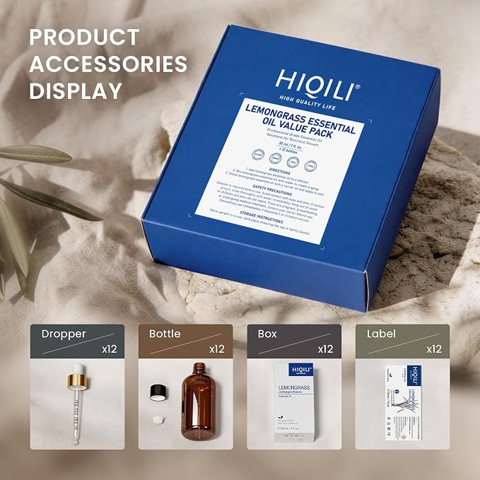 HIQILI Lemongrass Essential Oil Set, Bulk Wholesale for Business