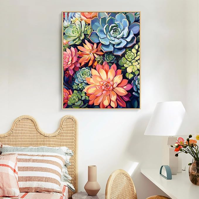 Paint by Numbers Kit for Adults, Succulents DIY Acrylic Canvas Painting Set | 16x20 Inch, Number Painting Craft Kit for Adults, Perfect for Beginners, Home Wall Decor, Stress Relief Relaxing Hobby Gift