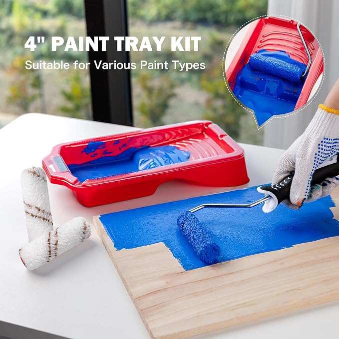 Mister Rui Mini Paint Roller Kit-13 Piece, Small Roller Paint Brush & Frame