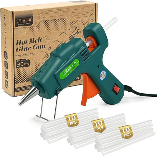 SHJADE Hot Glue Gun with 30 Glue Sticks, 20W Mini Hot Melt Gun Kit(Green)