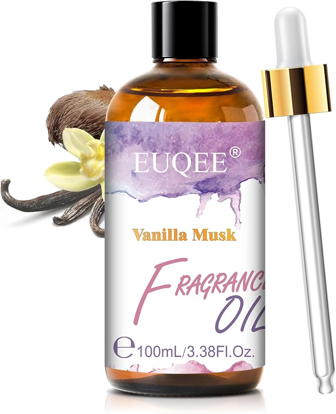 EUQEE Vanilla Musk Fragrance Oil for Bath Bombs Making 3.38 Fl oz/ 100ml