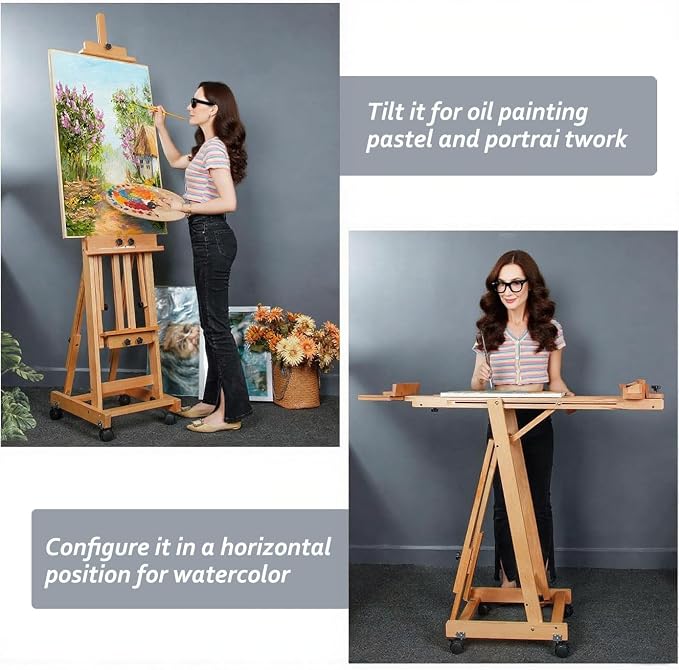 Art Easel for Painting, H-Frame Standing Studio Painting Easel
