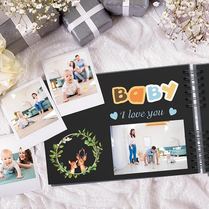EVNEED 11.5 x 8.5 Inch Scrapbook Photo Album,Wedding Guest Book Anniversary Memory Scrapbooking,Wedding Photo Album with DIY Accessories Kit for Craft Paper DIY,80 Pages (40 Sheets),Grey