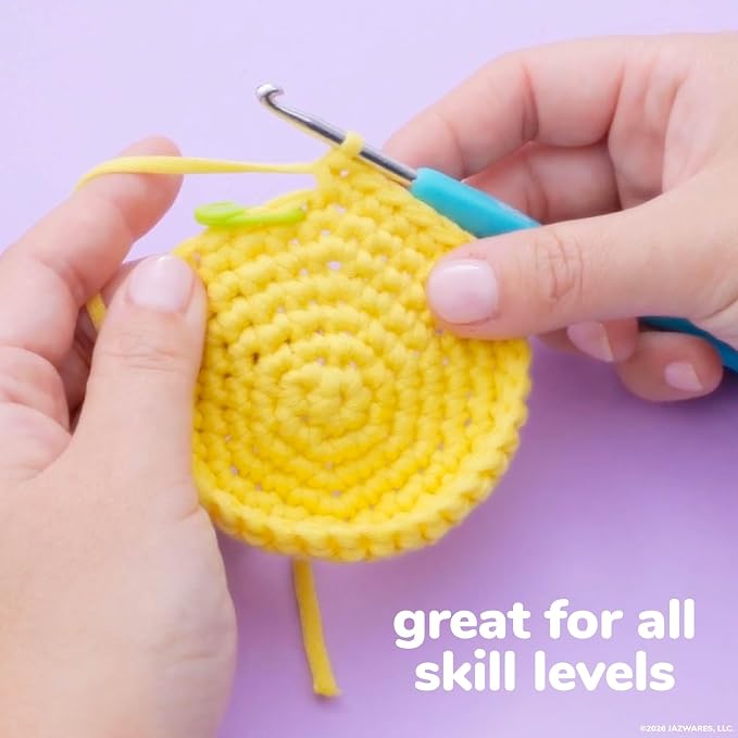 Original Squishmallows™ Crochet Kit – Sunny Bag Charm, Bumblebee Crochet Kit for Beginners with Yarn, Starter Hooks, Step-by-Step Tutorials, DIY Craft, Great Teen Gifts
