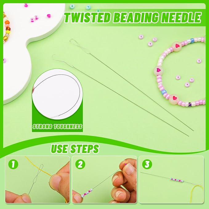 UOOU 86 Pcs Beading Needle Set, 6 Sizes Beading Needles for Seed Beads | Long Straight Bead Needles for Bracelets, Twist Beading Needles, Flexible Needle for Jewelry Making