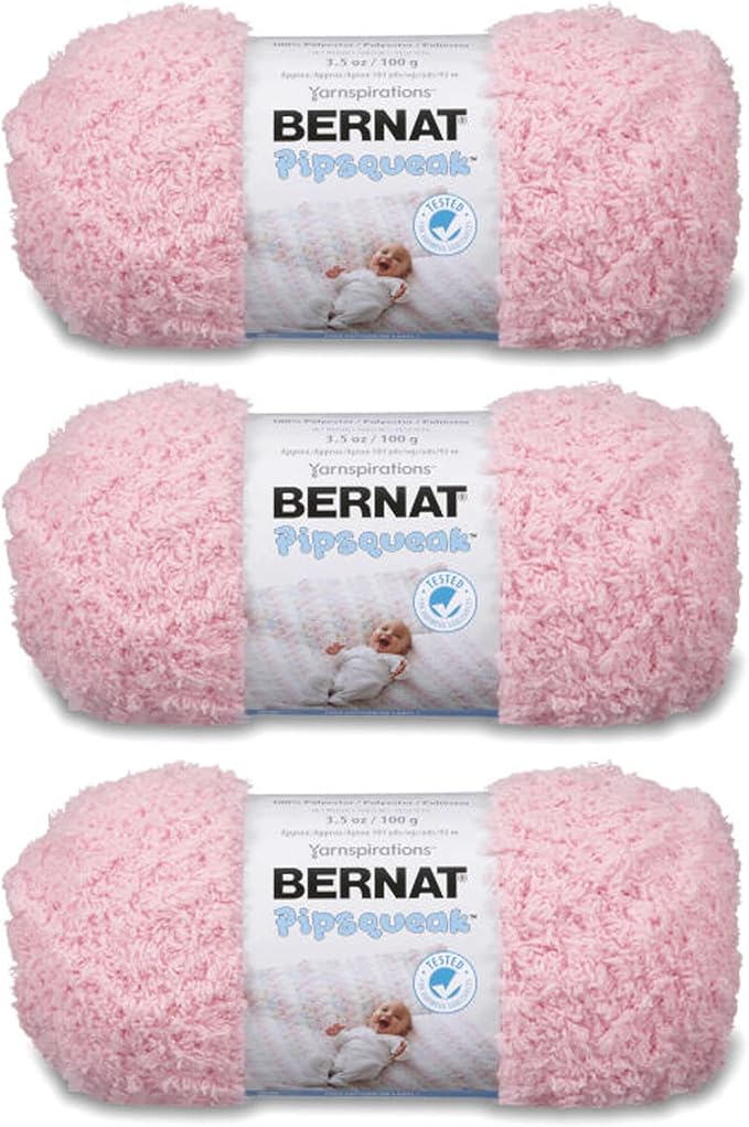 Bernat Pipsqueak Baby Yarn for Crocheting Soft, Tickle Me Pink, 3-Pack