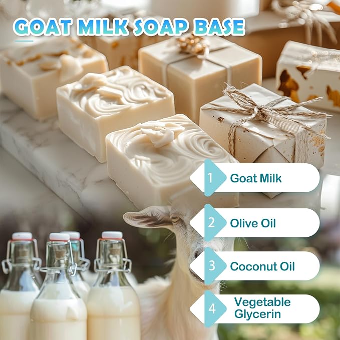 EDSRDRUS 4 LB Goat Milk Soap Base Pre-Cut Moisturizing Natural Base Melt and Pour DIY Handmade for Crafting Soap Making