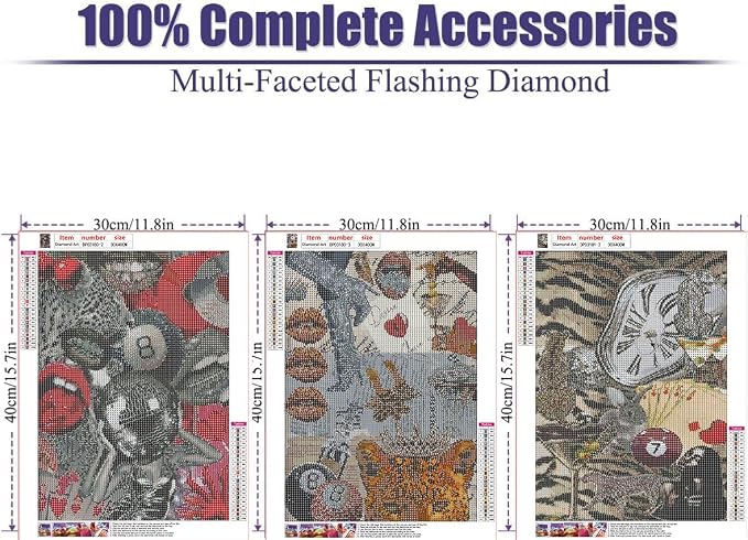 3 Pack Fashion Diamond Art Kits for Adults Diamond Painting Kit for Adults
