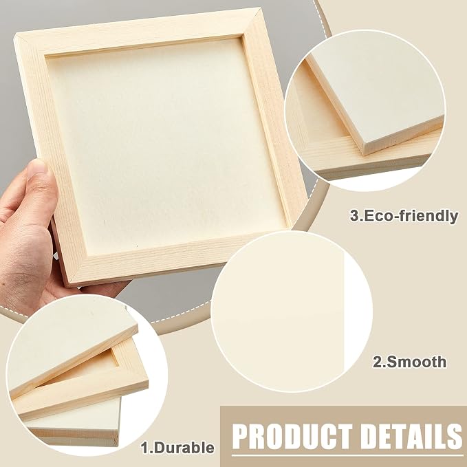 Kathfly 24 Pcs 6 x 6 Inch Wood Panels for Painting,Unfinished Boards