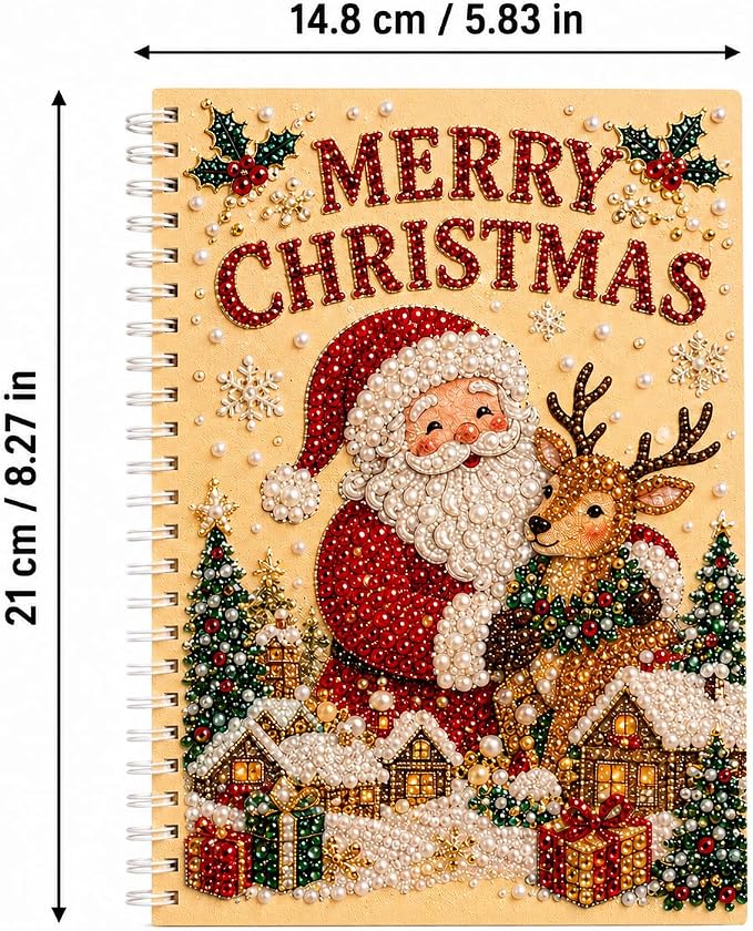 100 Pages DIY Christmas Pearl Diamond Art Painting Notebook，Style G