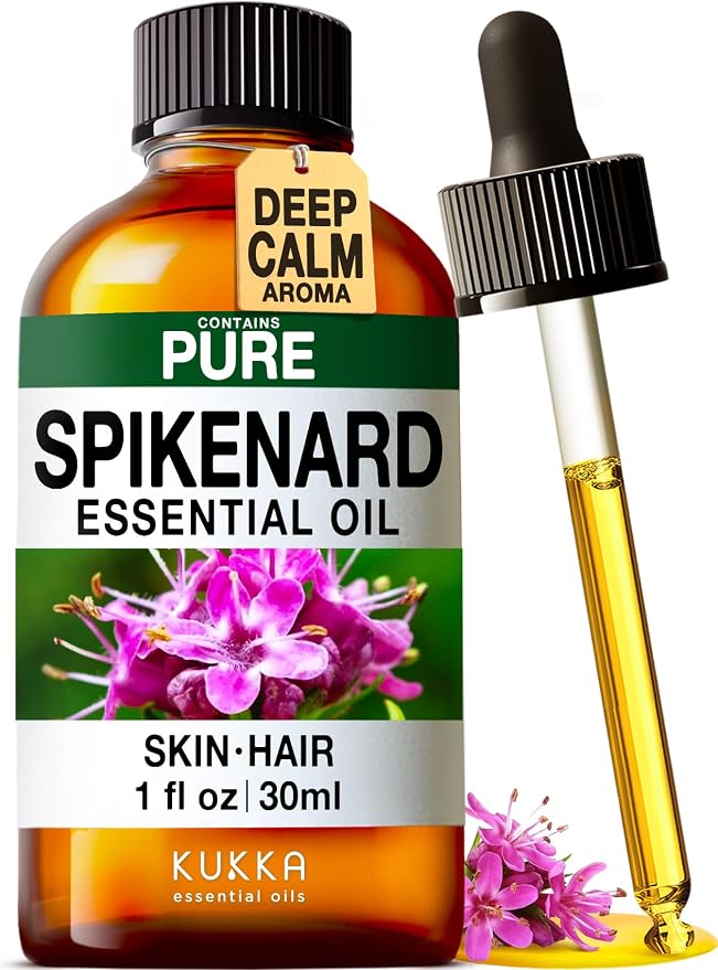 Kukka 100% Pure Spikenard Essential Oil for Skin, Diffuser, 1.02 Fl Oz | Undiluted Spikenard Oil for Meditation Diffuser Blends, Grounding Aromatherapy, Massage & DIY Soap Making