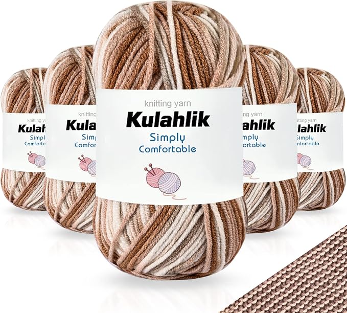 250g(5x50g) Acrylic Yarn for Crochet/Knitting, Colorful Gradient Yarn Thread, 5 Rolls Skeins, Perfect for Any Knitting Crochet and Crafts Mini Project