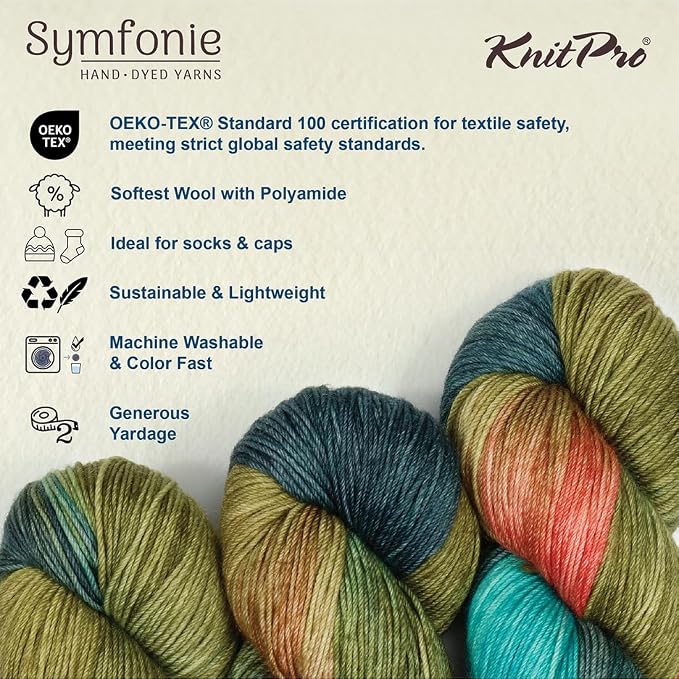 KnitPro Symfonie Fingering Weight Merino Wool Yarn 100g, Spring Blush