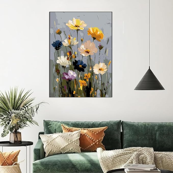 2 Pack Flowers Paint by Numbers Kit for Adults Beginner (Without Frame)