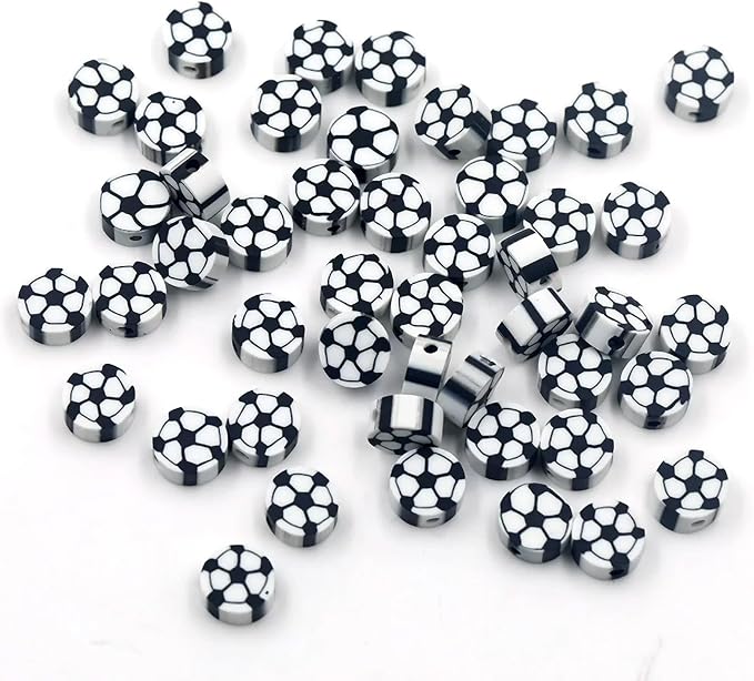 100 Pcs Soccer Ball Polymer Clay Beads Mixed Heishi Spacer Beads Supplies for DIY Bracelet Earring Necklace Jewelry Making