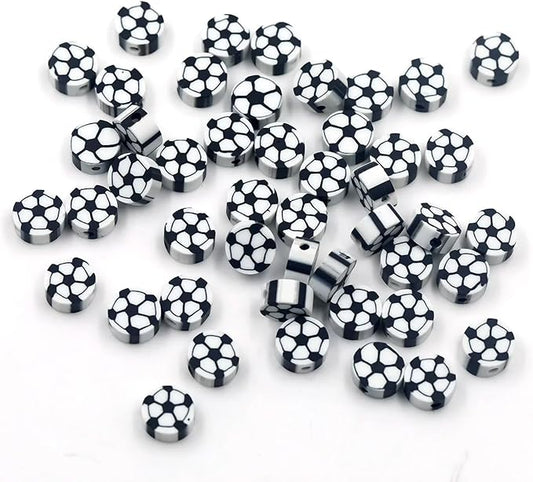 100 Pcs Soccer Ball Polymer Clay Beads Mixed Heishi Spacer Beads Supplies for DIY Bracelet Earring Necklace Jewelry Making