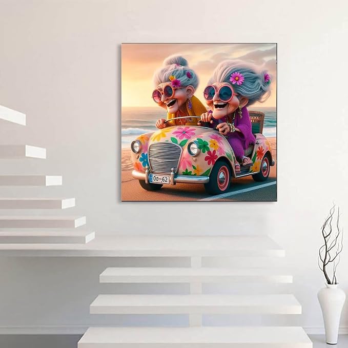 Hestarcul Paint by Numbers Kits for Adults,Grandma Easy Adult Painting by Number on Canvas for Beginner,Car DIY Watercolor Painting for Gift Home Decor Relax.