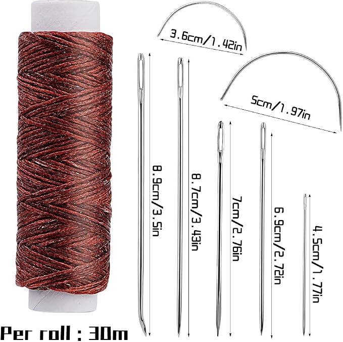 Ftyiwu Waxed Thread Upholstery Needle and Thread 32 Yards Leather Sewing
