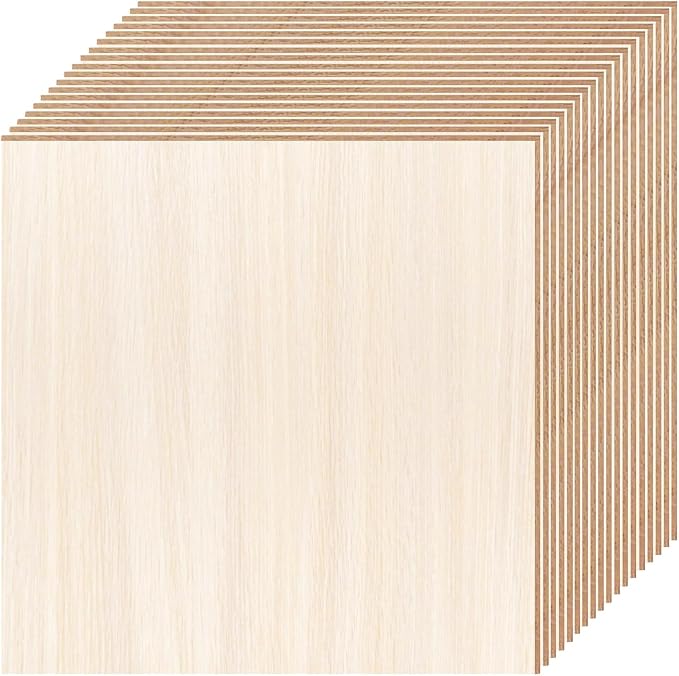 18 Pack Basswood Sheets 6X 6 x 1/16 Inch Thin Wood Sheets for Crafts