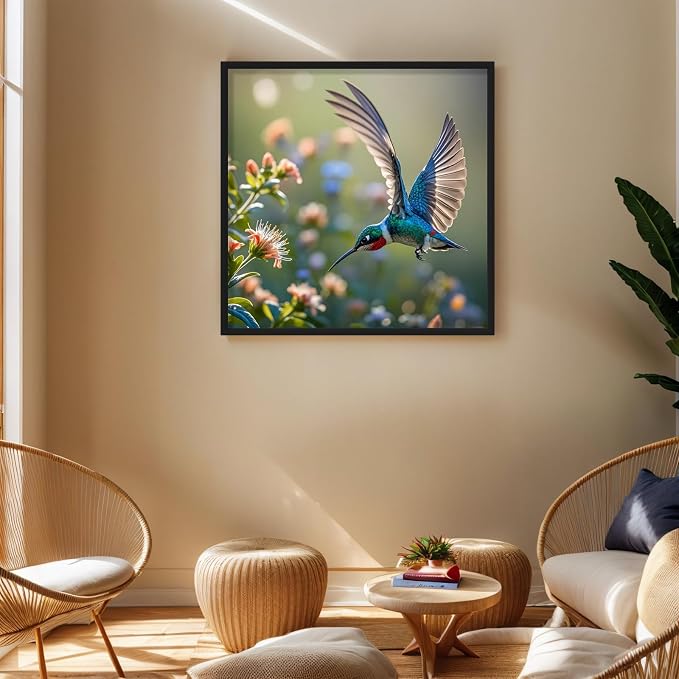 Hummingbird Diamond Art Kits for Adults Bird 5D Diamond Painting Kits for Beginners Full Round Drill Diamond Dots DIY Gem Art Crafts for Adults Home Wall Decor Hummingbird Gifts 13.78x13.78 Inch