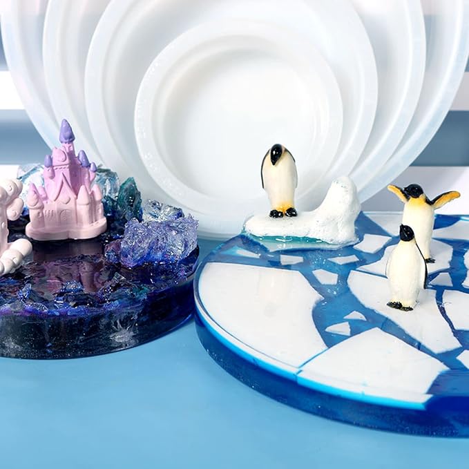 3 Deep Circle Silicone Molds for Resin, Large Resin Mold Glossy Deep Round Molds, 8“'x 2'' h. 6''x 2'' h. 4''x 2'' h, Deep Epoxy Resin Molds for Flowers Bouquet Preservation, Resin Casting