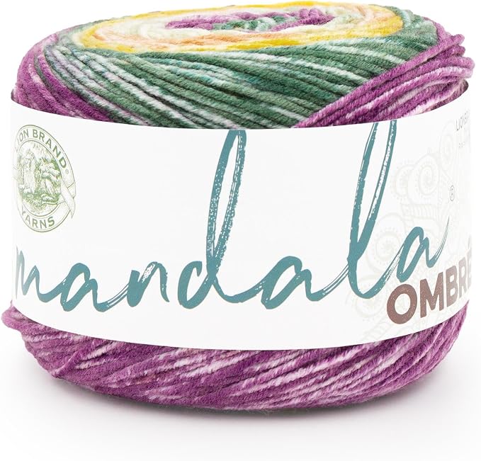 Lion Brand Yarn, Mandala Ombré Variegated Yarn for Crocheting, Knitting, and Crafts, Wonder, 1 Pack, Soft, Acrylic Fiber for Cozy Blankets, Worsted Weight Sweaters and Colorful Shawls | Variegated Yarn for Crochet, Knit, Crafts, Soft, Acrylic Fiber for...