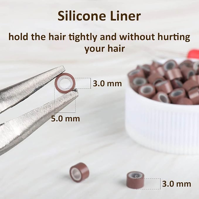 VCAY Complete Hair Extension Tools Kit,500 Silicone Lined Beads with Case