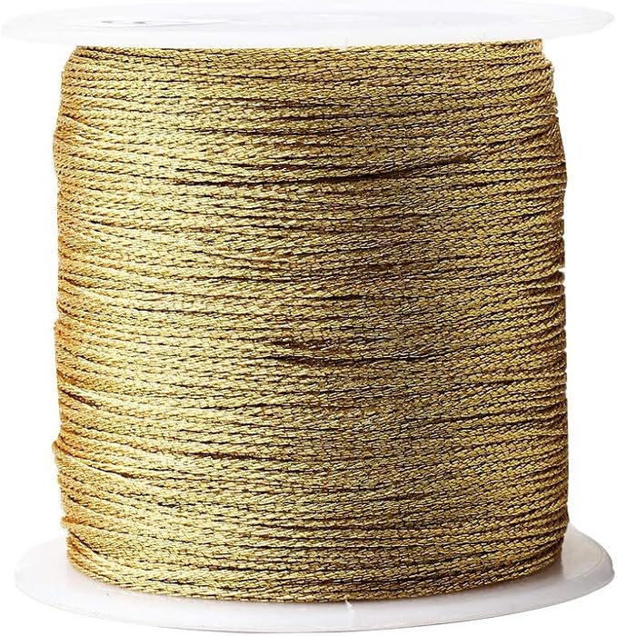 218 Yards/656 Feet Metallic Cord Gold Twine, 2 Spool Gold Thread String