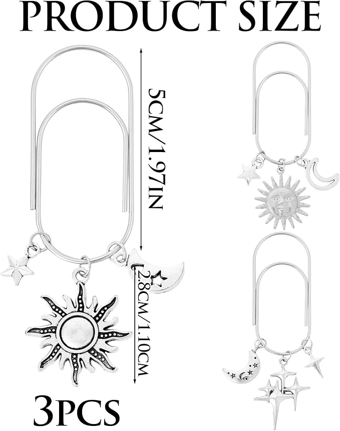 Charm Paperclip Metal Bookmark - 3 PCs Fantasy Acotar Gifts