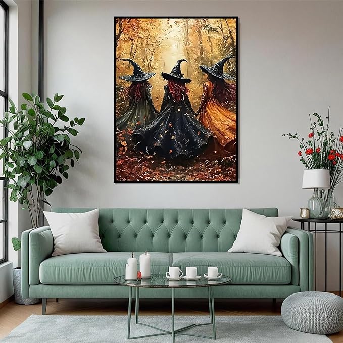 XUCNWL Halloween Diamond Art Kits for Adults,Forest Witch Diamond Painting