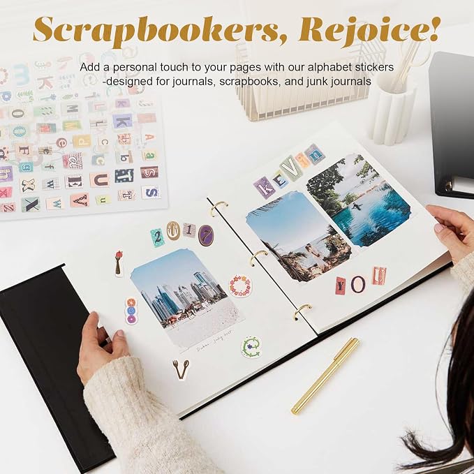 694PCS Vintage Letter Stickers for Scrapbooking, DIY Crafts | Vintage Scrapbook Stickers with Retro Letters and Numbers, Waterproof Vinyl Design for Junk Journals, Diy Crafts and Albums.
