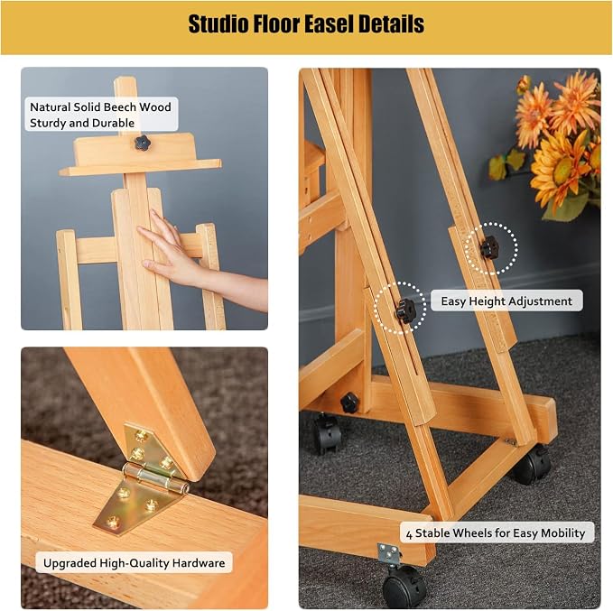 Art Easel for Painting, H-Frame Standing Studio Painting Easel