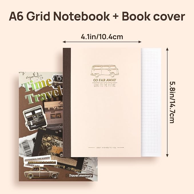 Travel Scrapbook Photo Album Supplies Kit with Tweezers and Glue Tape, Aesthetic Vintage Junk Journal Scrapbooking Paper, Sticker Pack, Notebook Craft Supplies, DIY Gift for Adult Men Women (Traveler)