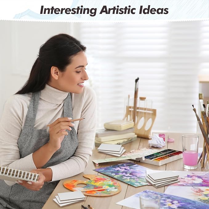 Engrowtic 50 Pcs Magnetic Painting Canvas Panels, 2 1/5 x 3 in, Rectangle