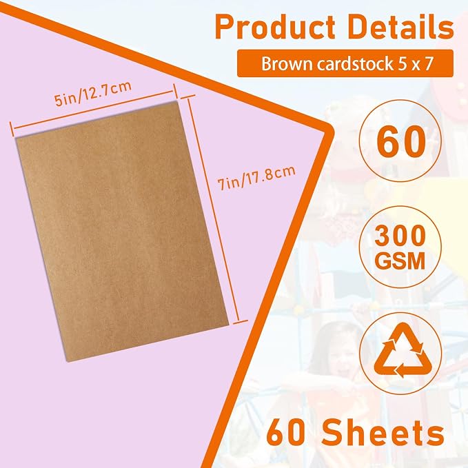 Guakicae 60 Sheets Brown Flat Cardstock 5 x 7 Kraft Paper 110lb