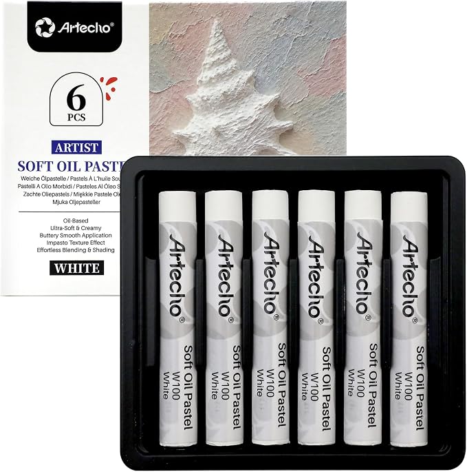 Artecho Extra Soft Oil Pastels 6 White Colors Artist Grade