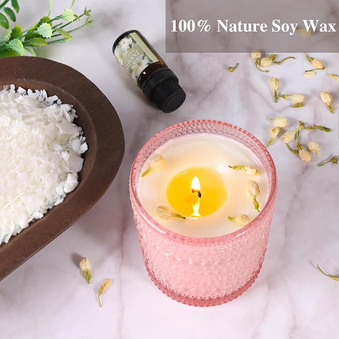 DARJEN Candle Making Kit for Beginners, 2 Jars Soy Wax Scented DIY Set | 100% Soy Wax, 10oz Glass Jars, Natural Cotton Wicks, Pleasant Scents, Instruction& More- Perfect as Home Decorations