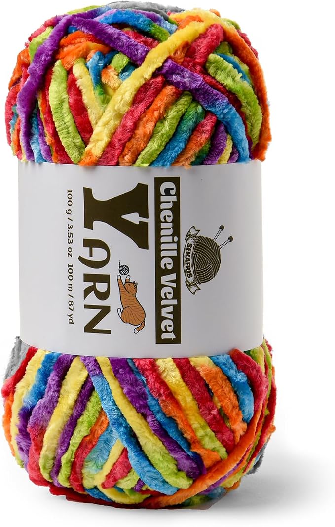 Chenille Crochet Rainbow Yarn 1 Pack