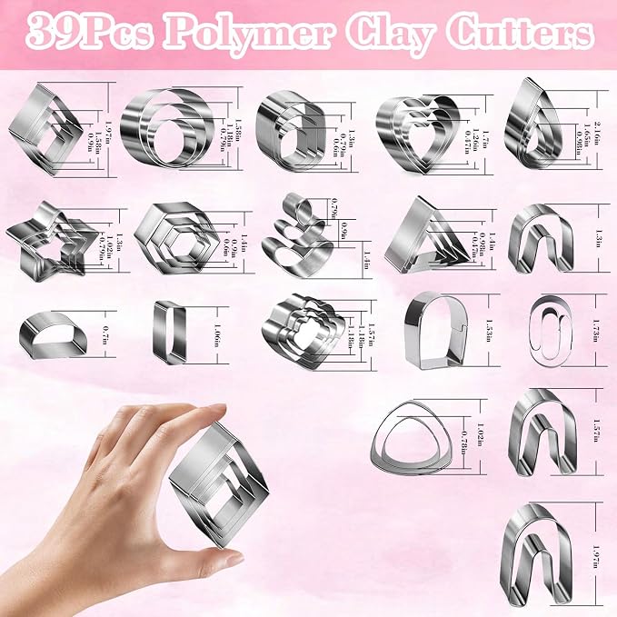 Fesorsi 772 Pcs Clay Earring Making Kit, 39 Polymer Clay Molds Stainless Steel, Polymer Clay Tools with 8 Circle Cutters, 1 Clay Letter Stamps and 710 Pcs Earring Accessories for DIY Jewelry