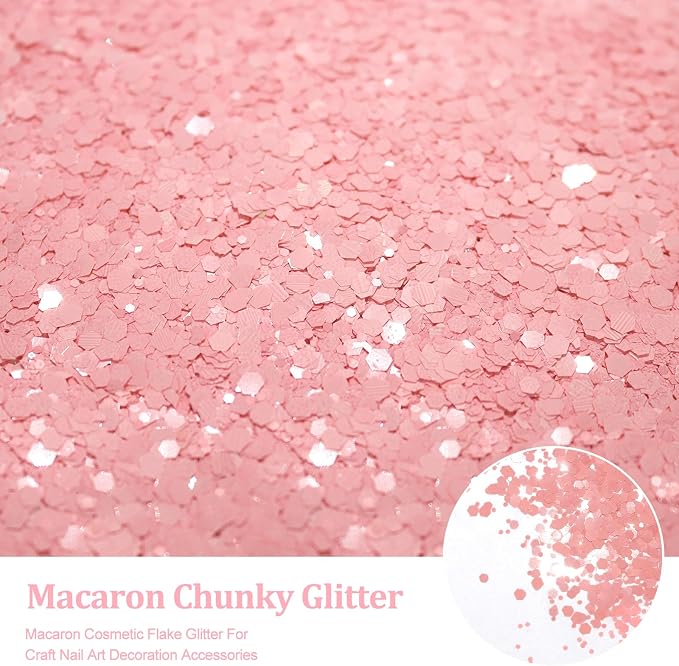 Renfio Pink Chunky Glitter,1.76oz/50g Ballet Pink Resin Glitter