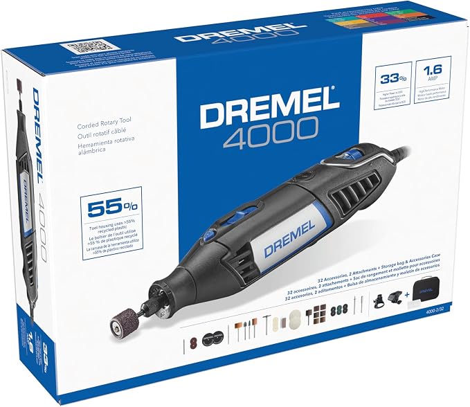 Dremel 4000-2/32 Variable Speed Rotary Tool Kit-Engraver,Polisher,and Sander- Perfect for Cutting,Detail Sanding,Engraving,Wood Carving,and Polising- 2 Attachments & 32 Accessories,(Pack of 2)