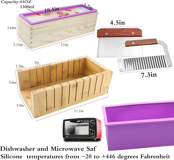 Silicone soap molds -Soap Cutting Tool Set Wooden Bamboo (Shrink Wrap Bags 3)