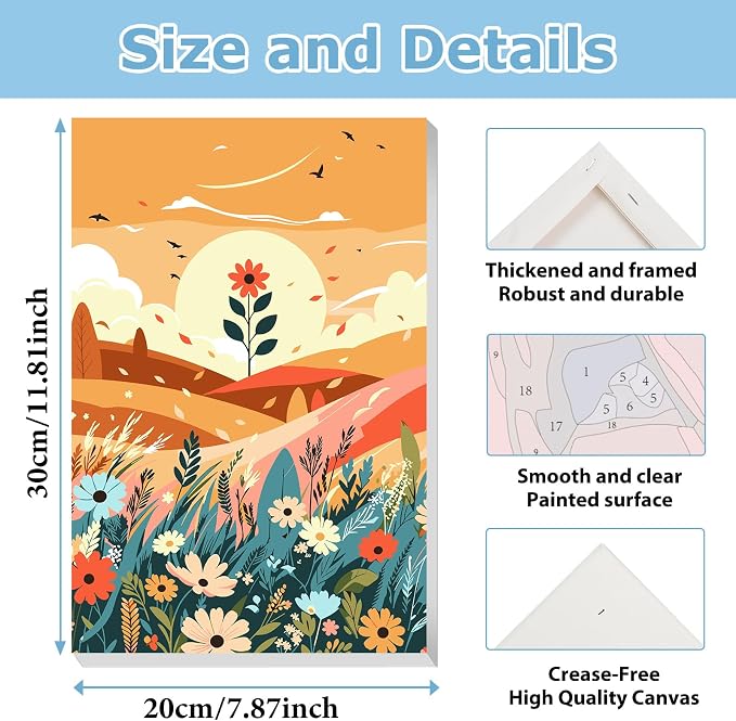 Landscape Paint by Number for Adults, Paint by Numbers Kit for Adults 8x12