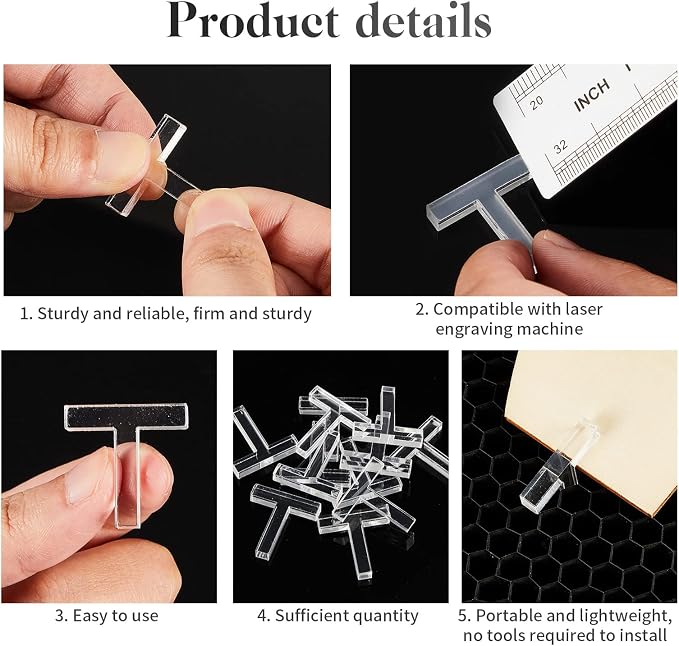 Juexica 12 Pcs Acrylic Honeycomb Pins Honeycomb Bed Pins Hold Down Pins Accessories Craft Cutting Tools Compatible with xTool D1 Laser Engraver and Cutter Machine