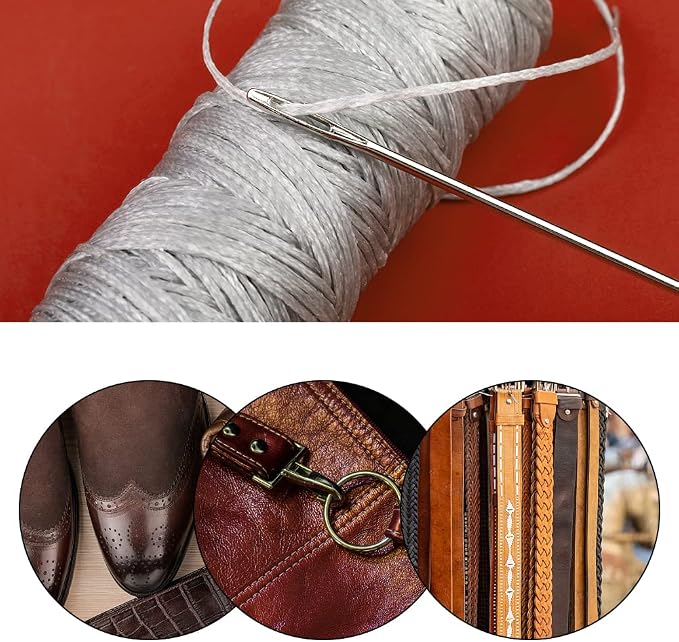 Waxed Thread, Upholstery Needle and Thread 32 Yards Light Gray