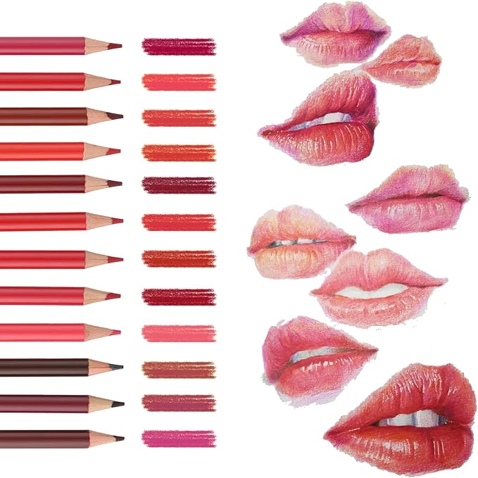12 Red Colored Pencils,Oil Based Colored Drawing Pencil Set for Adults Coloring Books Drawing Sketching Art Supplies